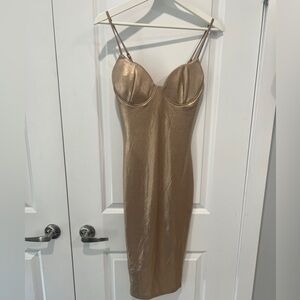 Brand NEW Fashion Nova Caddie Midi Dress - Rose Gold